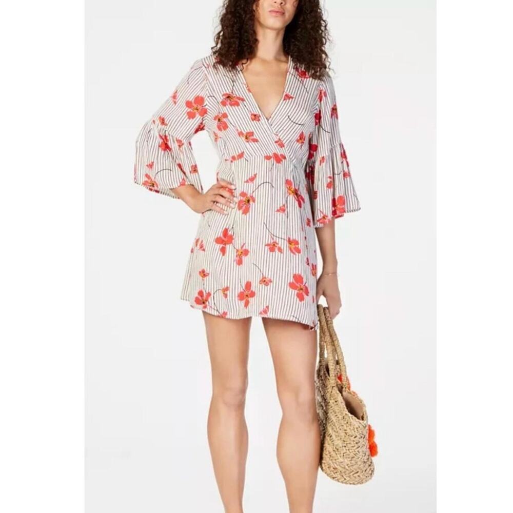 Billabong NWT Floral Striped Wrap Midi Dress Size Smalll